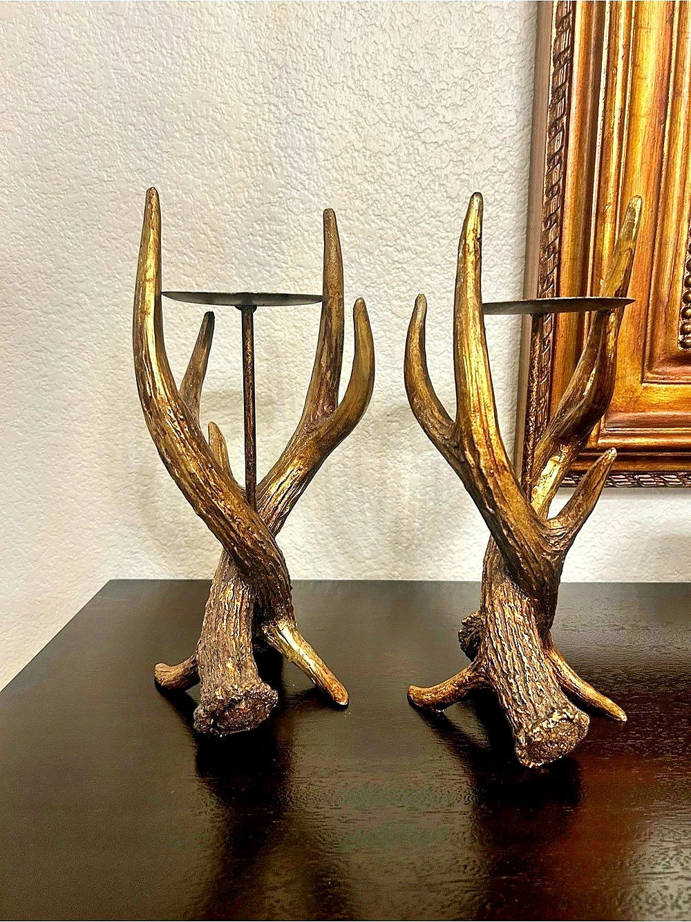 Antler Decor Sculpture Set in Brown & Gold